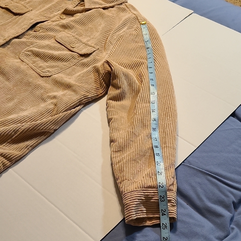 Three Dots Womens Tan Corduroy Chic Lined Button-Up Cord Jacket EUC Large - Picture 10 of 12